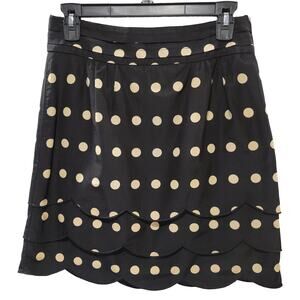 ANTHROPOLOGIE FLOREAT Size 4 Silk Blend Polka Dot Scallop Edge Tiered Mini Skirt